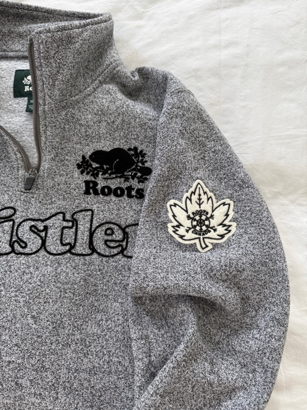 Roots Men's Grey Whistler Quarter Zip Sweater Size XS - Picture 3 of 7